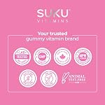 SUKU Vitamins Teen Girl Gummies – Sugar Free Vegetarian Gummy Vitamins Supplement with 19 Essential Nutrients Strengthens Bones, Muscles, Enhances Energy & Skin Health – Cherry Flavour (60 Count)