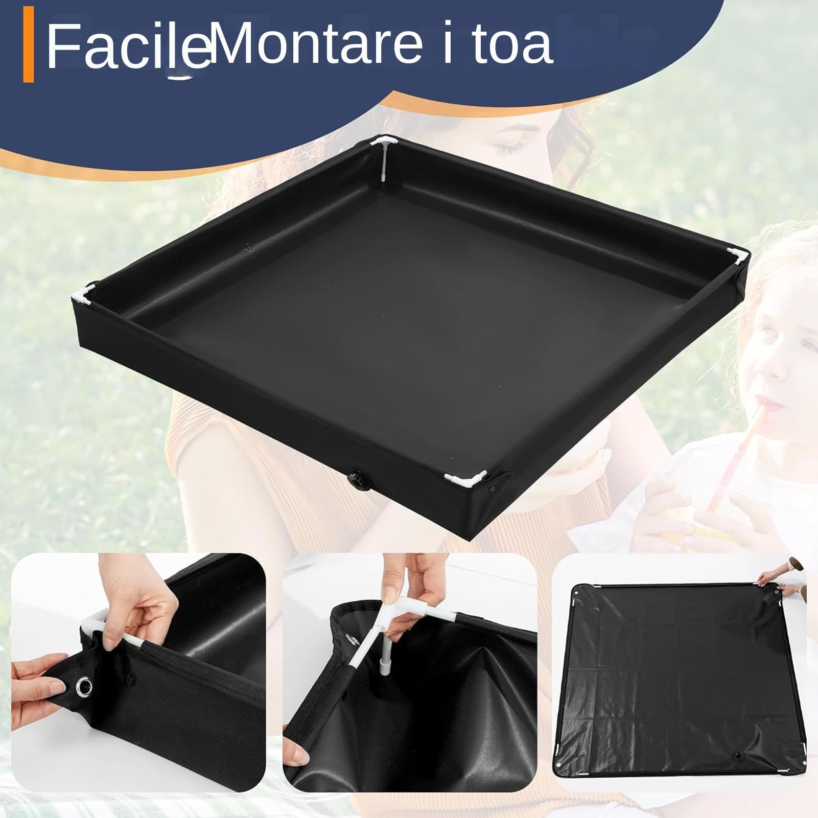Doccia Portatile, Base Doccias da Campeggio, 80x80x10cm Piatti Doccia Portatile, Base Doccias Pieghevole, con Tubo di Scarico, per Trekking e Tende da Camping
