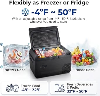 12 Volt Refrigerator Car Fridge, 53QT Portable Refrigerator Fridge,Electric Car Cooler with Reversible Door, 12V Portable Freezer Cooler for Cars, Camping Fridges for Outdoor, Travel