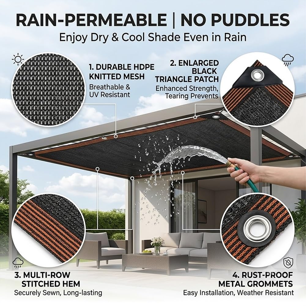 Genérico Red De Sombreado con Ojales, Mallas De Sombreo Jardin Permeable 90% UV Toldos Exterior Terraza Protección Solar Tela De Sombra HDPE Lonas para Sombras Permeable Al Agua Vela Sombra(6x15.0m)