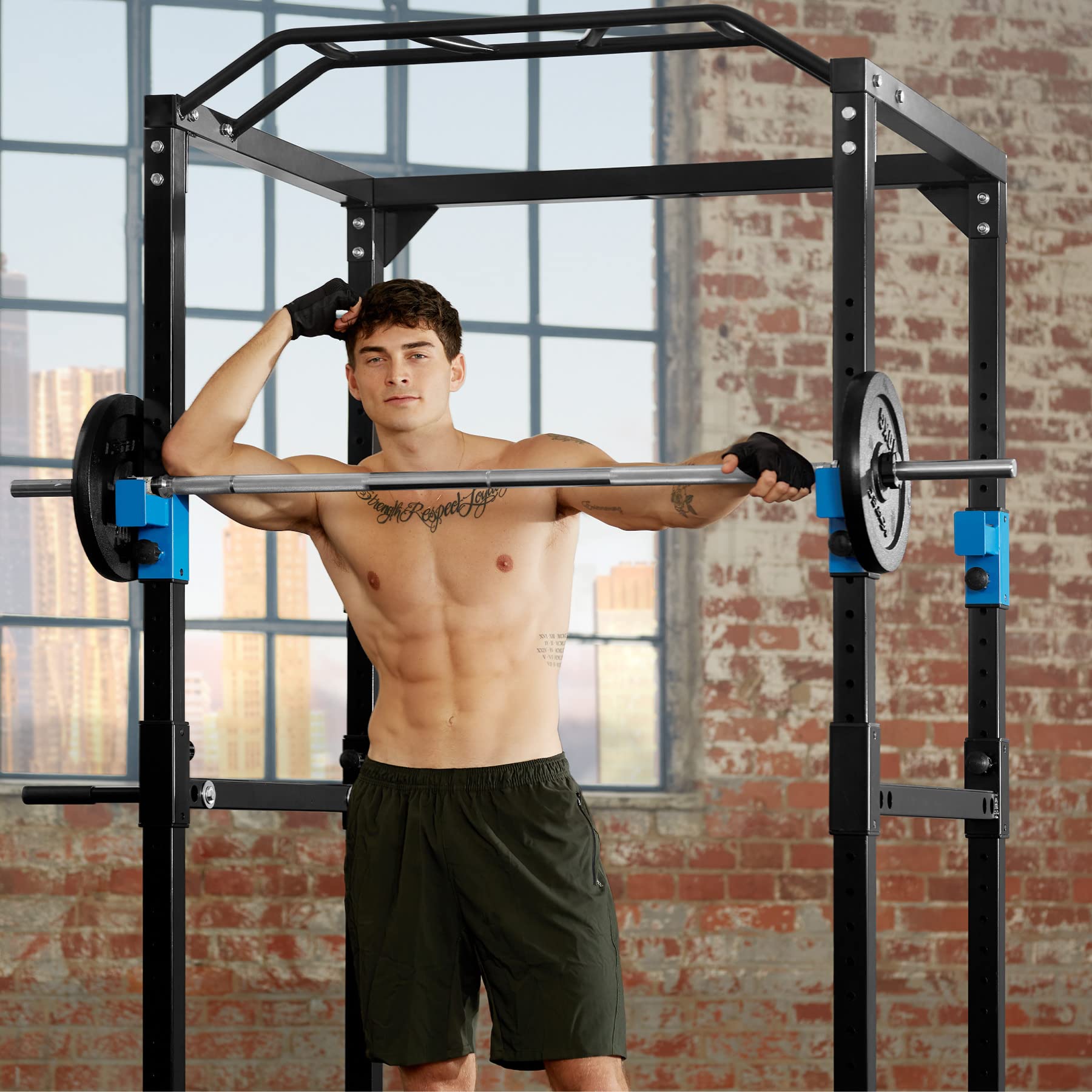 tectake Station de Musculation Cage de Musculation | Double Barre de Traction | Barres à dips emboîtables - diverses Couleurs et modèles