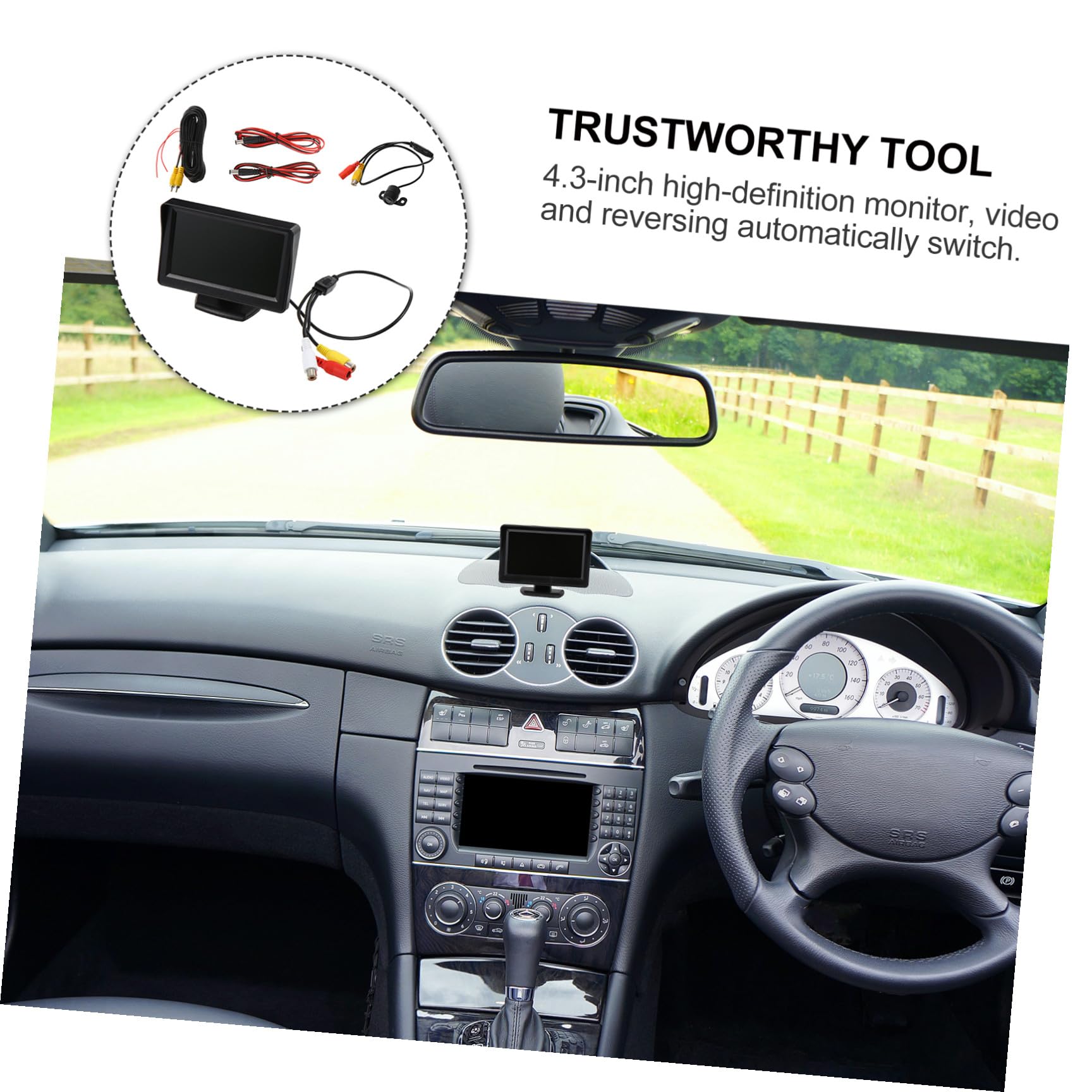 Happyyami 1 Juego Cámara y Monitor para Asistencia de Automóviles Sistema de Visualización Retrovisor Herramienta de Estacionamiento para Seguridad Vial DVD Instalación