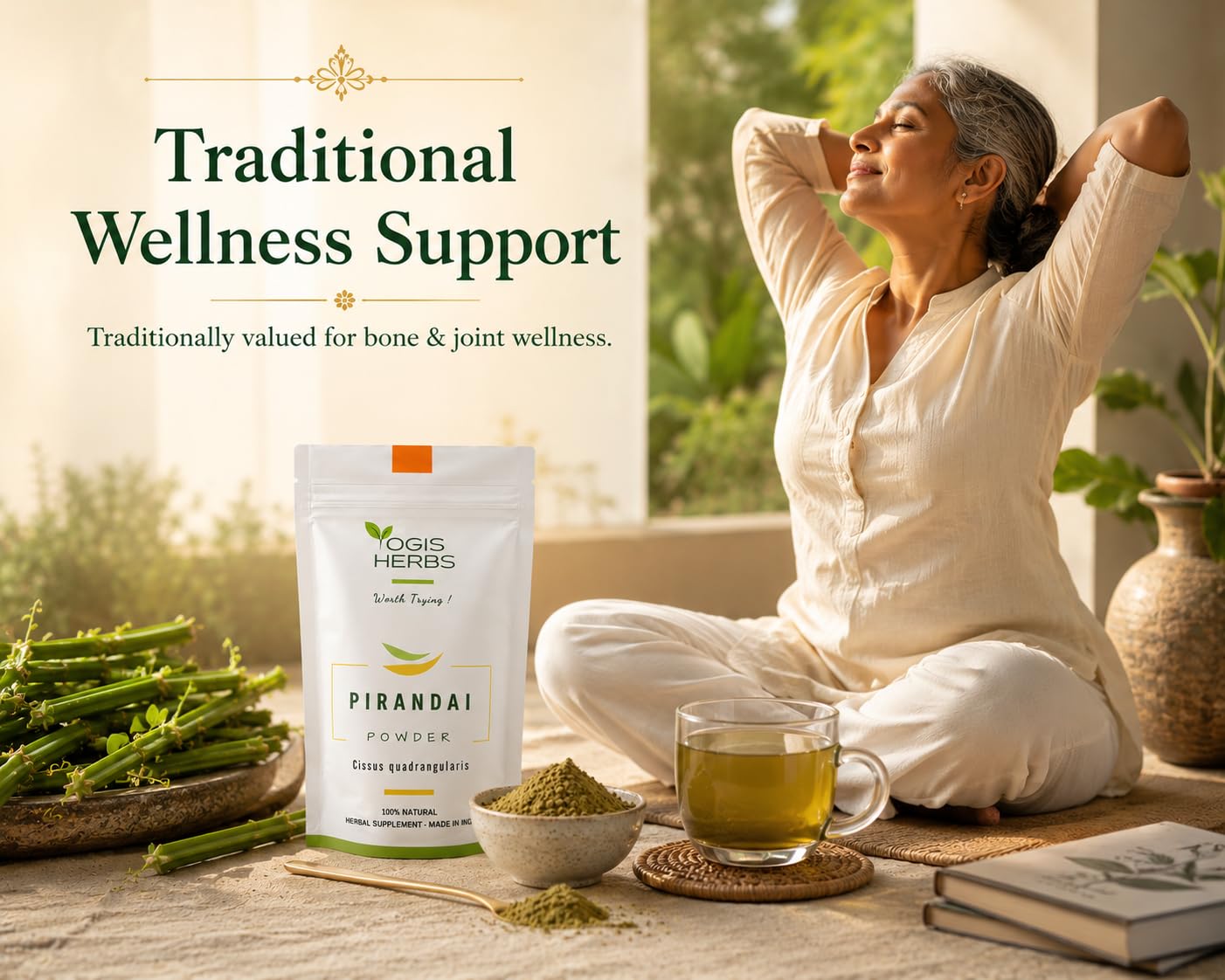 YOGIS HERBS Pirandai Powder, Cissus quadrangularis (Hadjod/Veldt Grape) — Traditional Bone Setter Herb for Bone Health, Joint Mobility & Active Wellness — Single-Ingredient,... - Image 5
