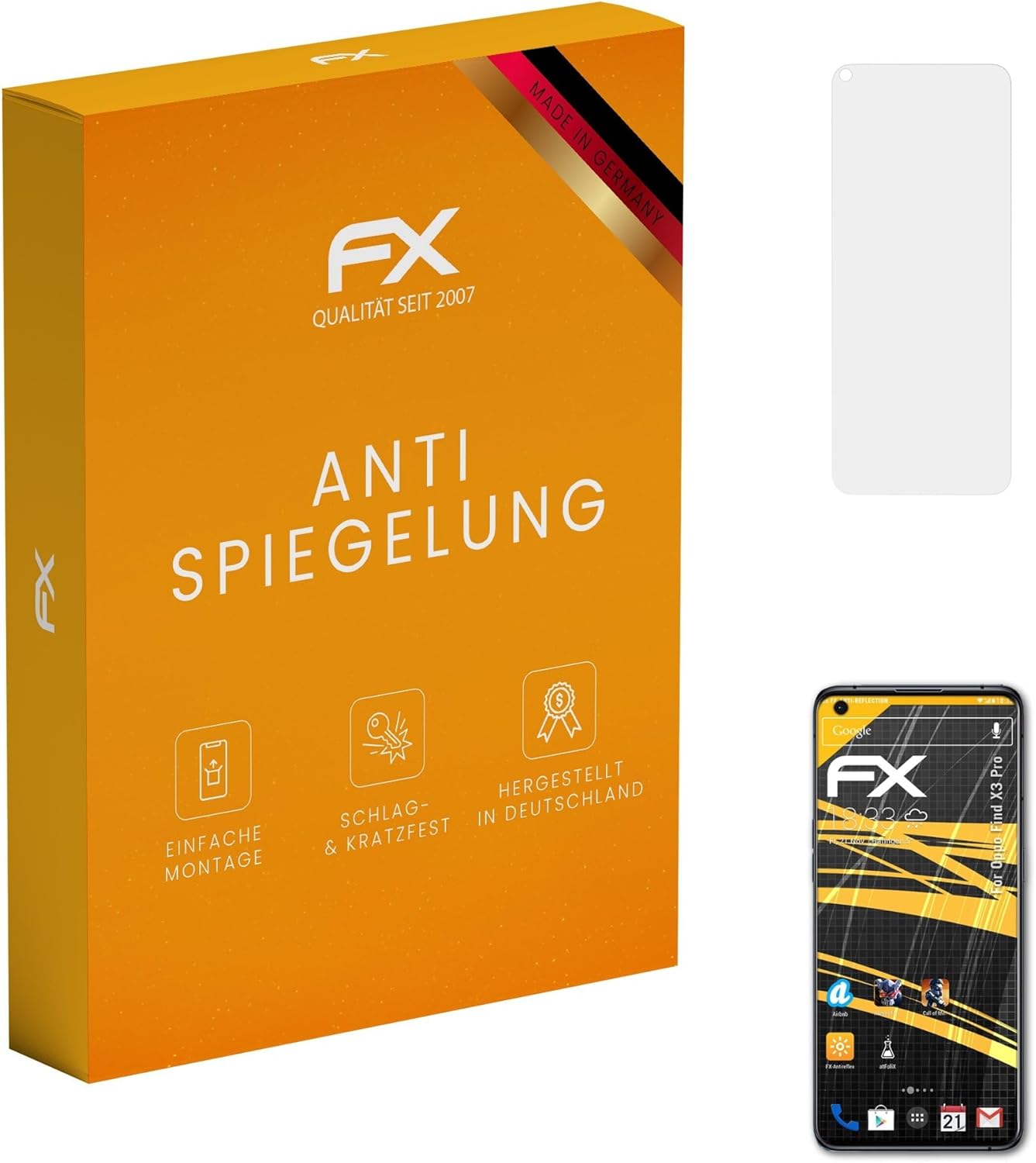 atFoliX Screen Protector compatible with Oppo Find X3 Pro Screen Protection Film, anti-reflective and shock-absorbing FX Protector Film (3X)
