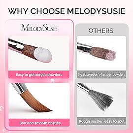 MelodySusie 3-Piece Acrylic Nail Brush Set - Sizes 8/10/14, Professional Nail Art Tool for Acrylic Application, Powder, Extension & 3D Carving - Pink
