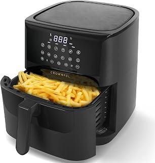 CROWNFUL 12'si 1 arada hava fritözü, elektrikli 7 QT hava fritözü LCD dokunmatik ekranlı ve 12 ön ayarlı, hassas sıcaklık kontrolü, yapışmaz sepetli yağsız ocak