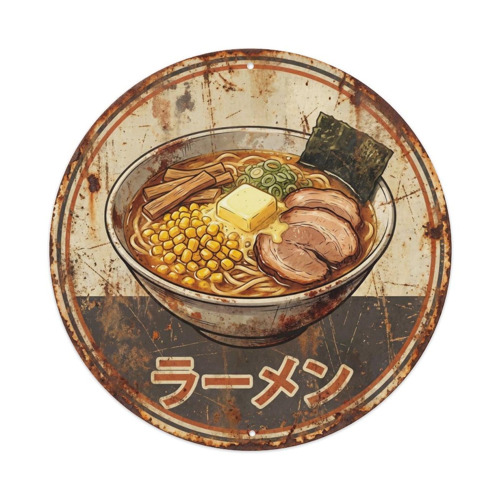 Cxhjca 8X8inch(20X20cm) Roadside Diner Japanese Ramen Restaurant Kitchen Food Metal Tin Sign