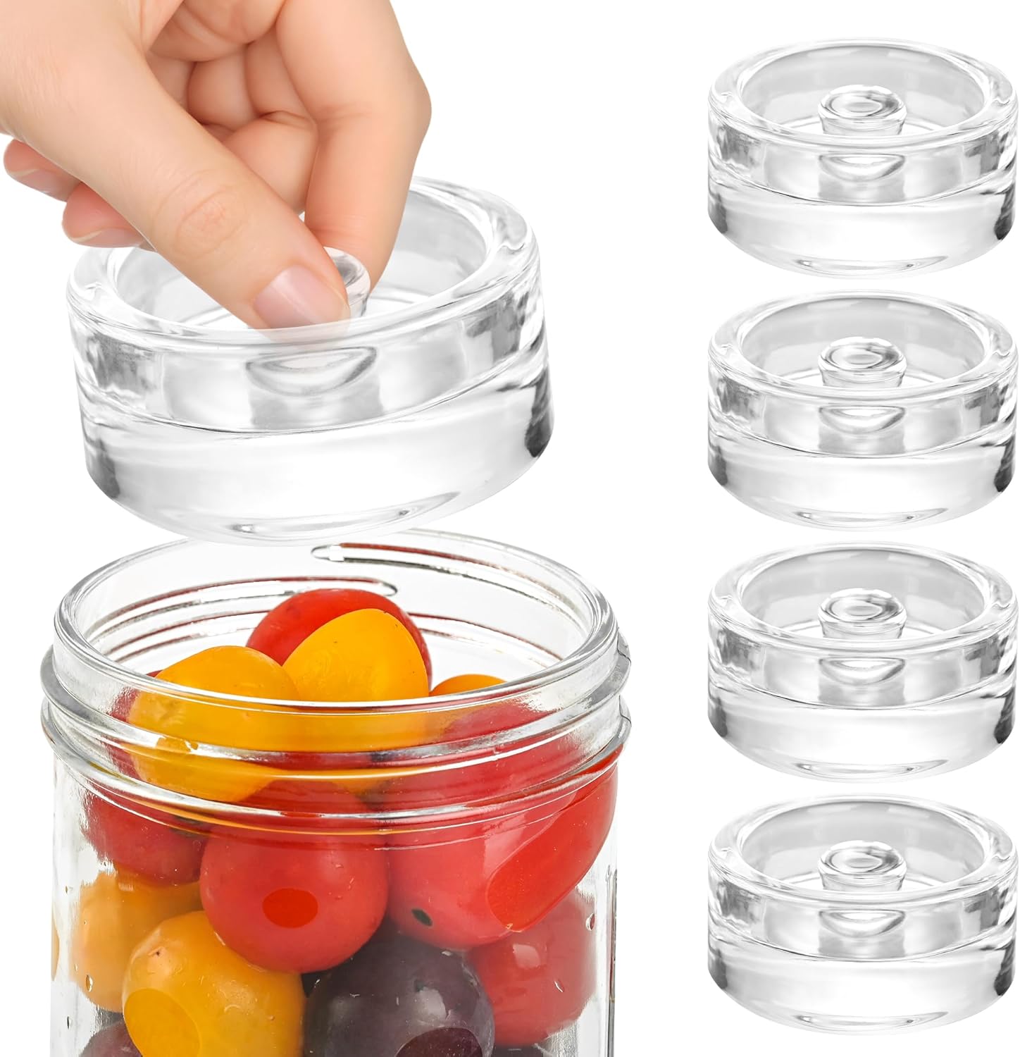 Xileanalee Fermentation Weight Glass 4 Pack for Wide Mouth Mason Jar-Easy Grip Handle Fermenting Weights for Pickling -7Oz 2.75inch Canning Weights for Fermenting