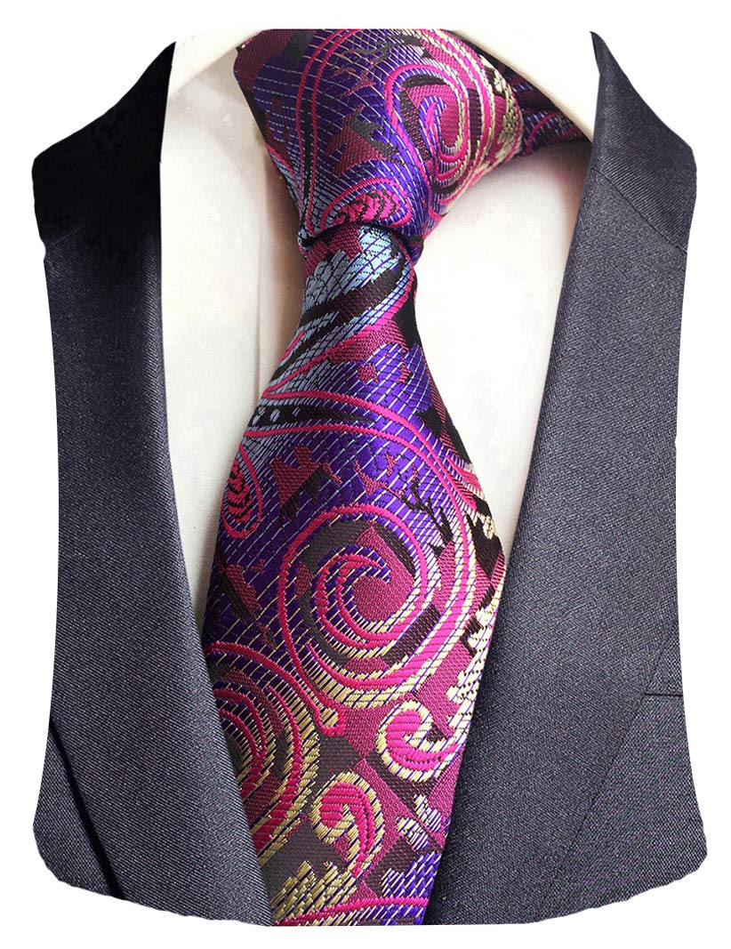 GUSLESON 3.15"(8cm) Fashion Striped PaisleyTies Mens Plaid Flower Necktie for Wedding