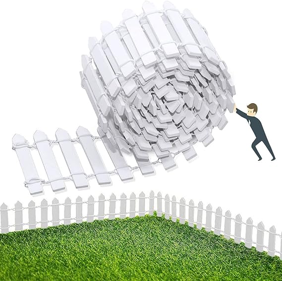 Wichtel Zaun Miniatur Deko Set - 90cm Weißer Zaun Mit LED Lichterkette Für Weihnachtsdekoration