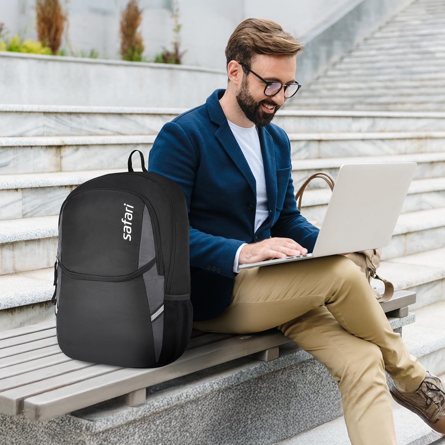 Safari Nudge Laptop Backpack for men & women, school bag for boys and girls, college bag, office bag, travel bag, 3 compartments, Bottle holder, Front pocket, Color Black — Amazon image 8