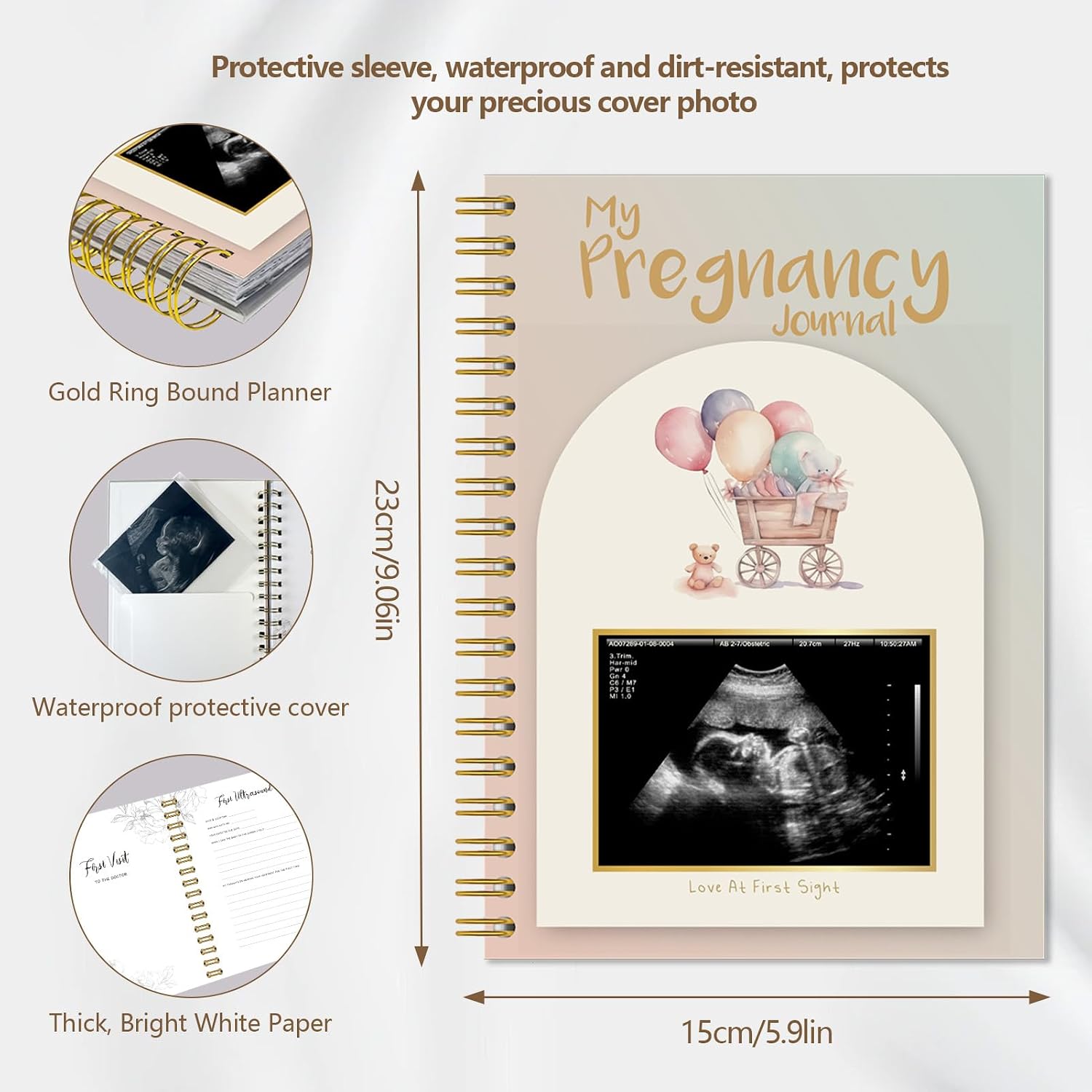 Pregnancy Journal Memory Book - 82 Pages Hardcover Pregnancy Book, Pregnancy Planner, Pregnancy Journals for First Time Moms, Baby Memory Book, Mom Book Diary (Bear)