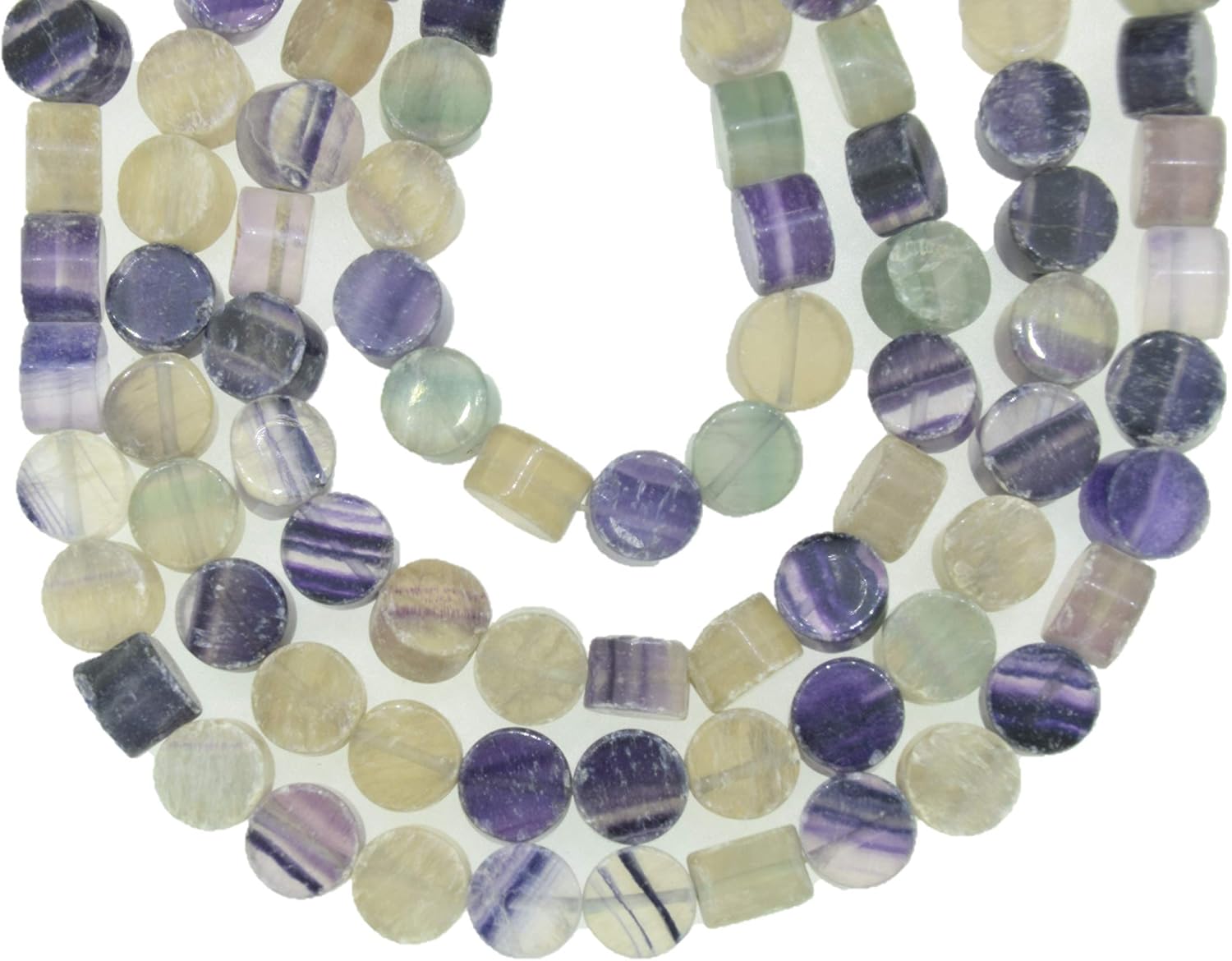 Natural Fluorite Plain Half Cylinder Shape Gemstone Beads for Jewelry Making, Jewelry Supplies, Fluorite Beads 11x11 mm Size, 1 Strand Each of 16" Length