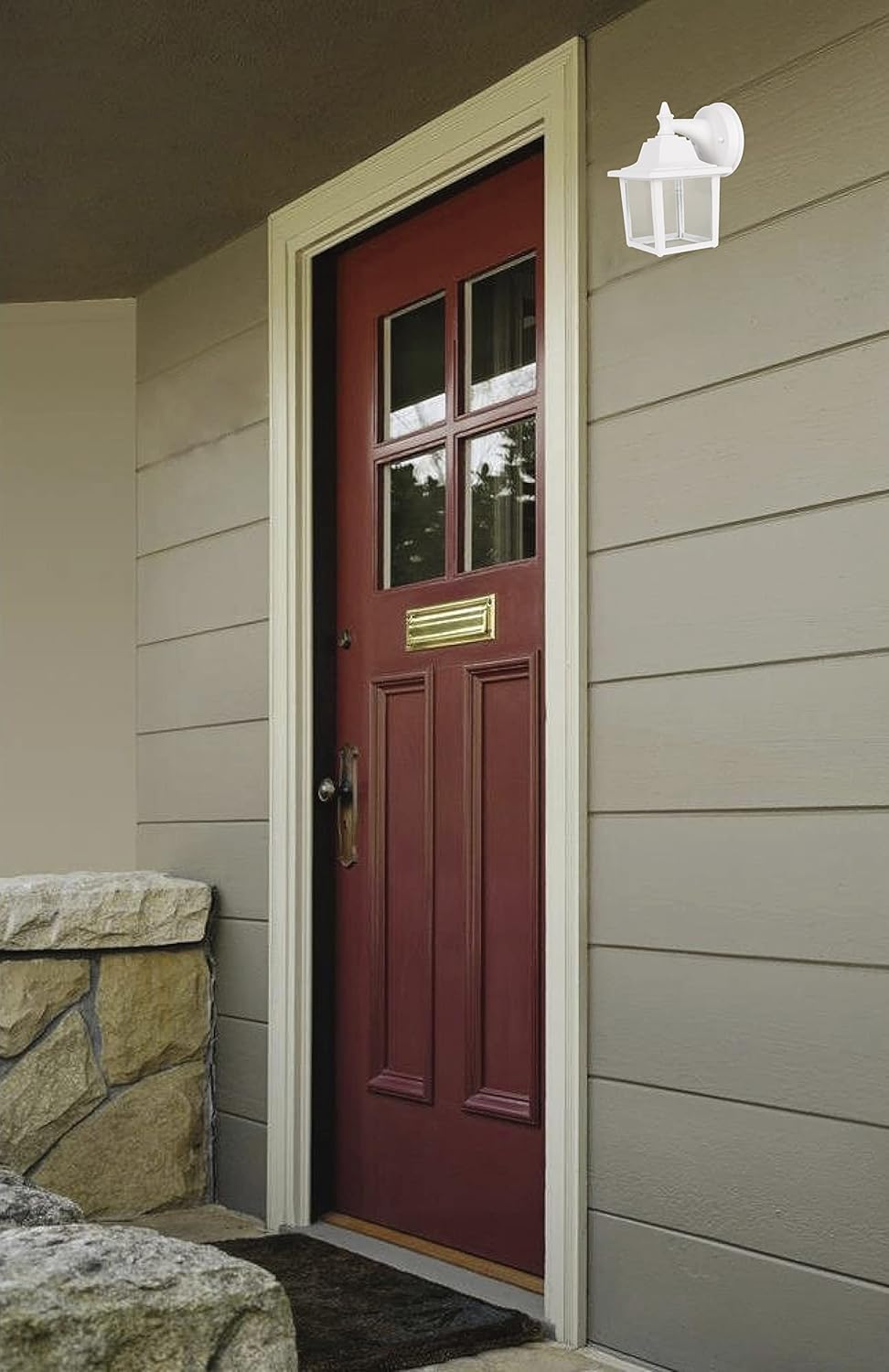 LIT-PaTH Outdoor Wall Lantern, Wall Sconce as Porch Lighting Fixture, E26 Medium Base 60W Max., Aluminum Housing Plus Glass, Bulbs NOT Included, Matte White Finish, 2-Pack