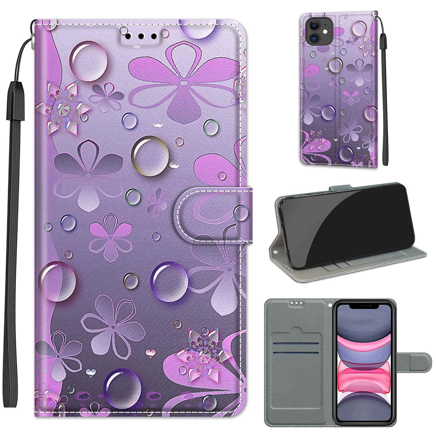Toucasa Flip Case Für IPhone 11 Pro Max (6,5 Zoll) – Brieftaschenhülle Mit Standfunktion, Kartenfächern & Flower Bling Diamond Design