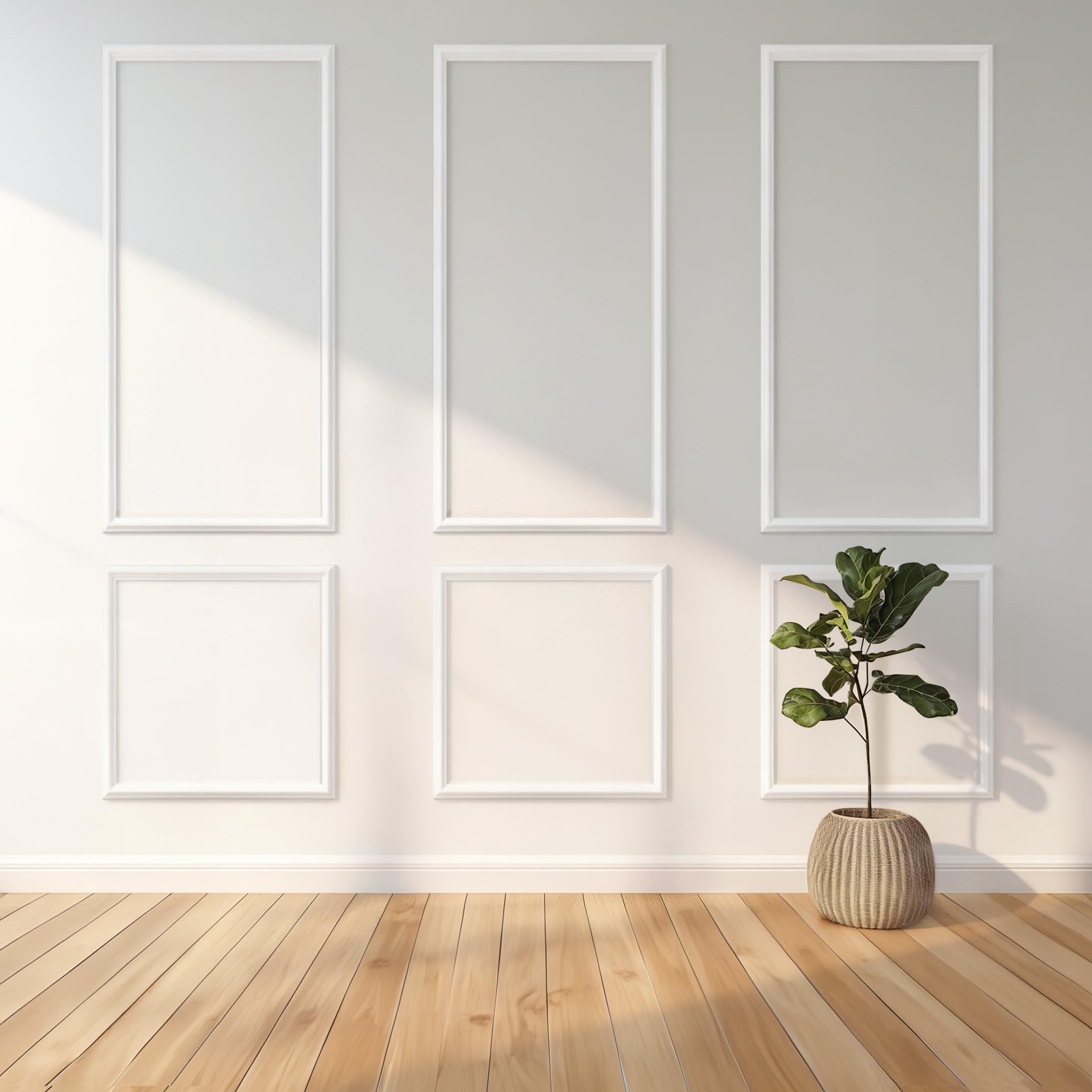 6 Rahmen Vorgeschnittenes Wandleisten Set, Zierleisten DIY Wandform (30pcs) | Fertig zu Montieren, Selbstklebende Akzentwand Stuckleisten Dekor für Wohnzimmer Schlafzimmer Flur