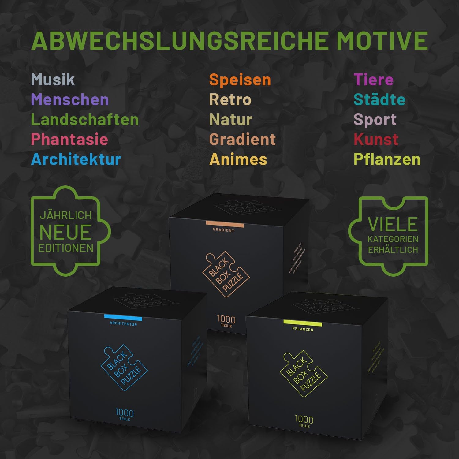 Black Box Puzzle 1000 Teile, Blackbox Puzzel mit Überraschungs-Motiv ohne Vorlage, Impossible Puzzle schwer für Erwachsene und Kinder ab 14 Jahren, Landschaft Edition 2021