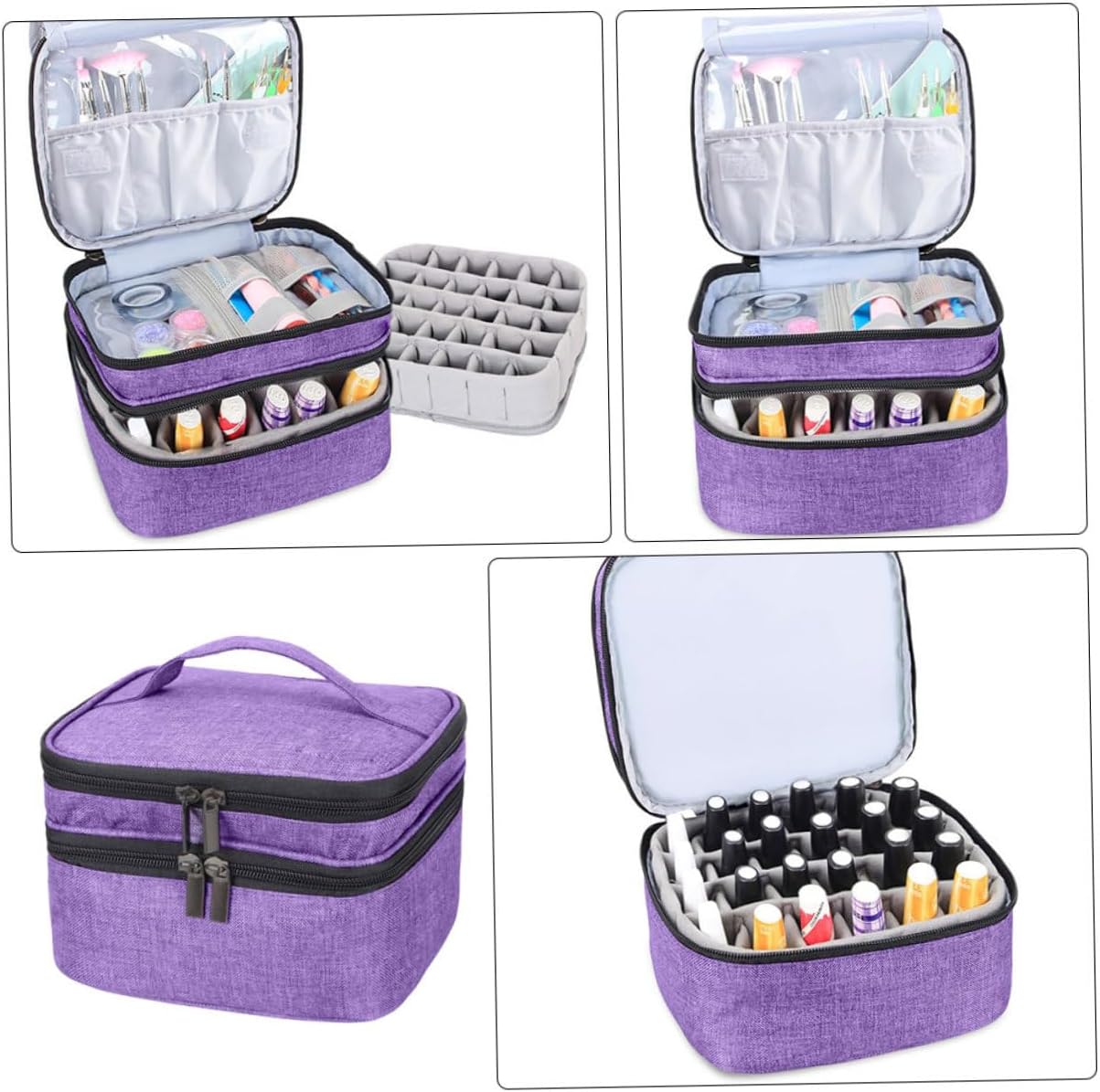 Handle Carrying Case Essential Oil Travel Case Compartment Nail Polish Pouch