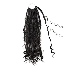 LMZIM 14 Inch Goddess Box Braids Crochet Hair Bohomian Crochet Box Braids Curly Ends 8 Pack 3X Crochet Braids Synthetic Braiding Hair Extension 2
