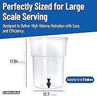 Vista 5 de Carlisle FoodService Products Round Beverage Dispenser Drink Dispenser with Spigot for Catering, Plastic, 5 Gallons, Clear Claro
