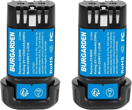 2 Pack 2500mAh 8V Max Replacement Li-ion Battery Compatible with Dewalt DCB080 DCF680N1 DCF682 DCB095 DW4390 DCF680N2 DCF680G2 DCL023 DCF680
