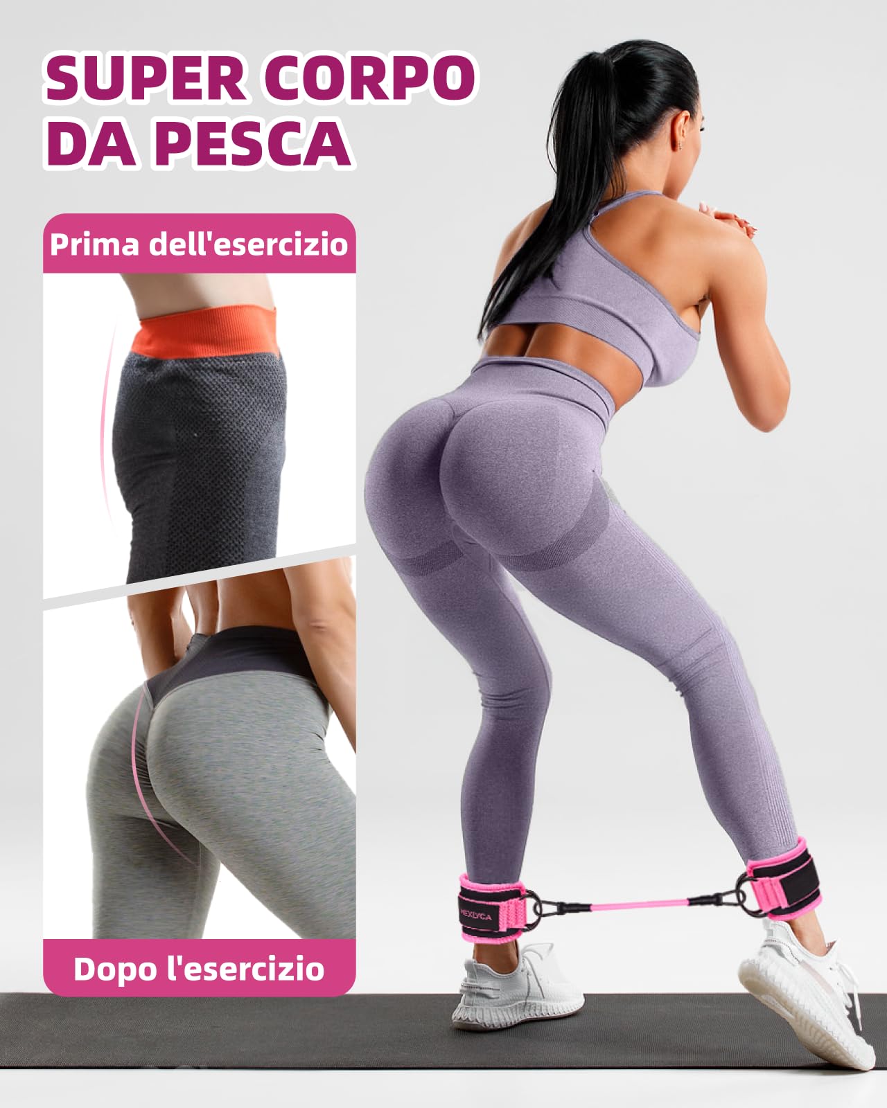 Set di Elastici Fitness, 12 Pezzi - con Elastici e Cavigliere Regolabili con Fibbia per Allenamento Fitness, Yoga, Home Gym, Attrezzatura di Alta Qualità, Include Guida e Borsa Pratica