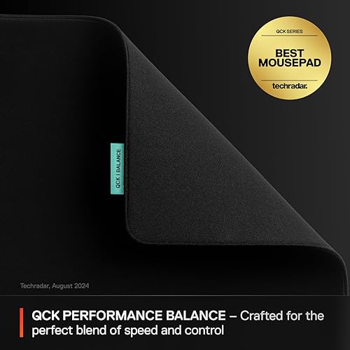 Vista 2 de SteelSeries QcK L Performance Balance - Alfombrilla de mouse para juegos con densidad extra para un deslizamiento suave, costuras de borde de perfil