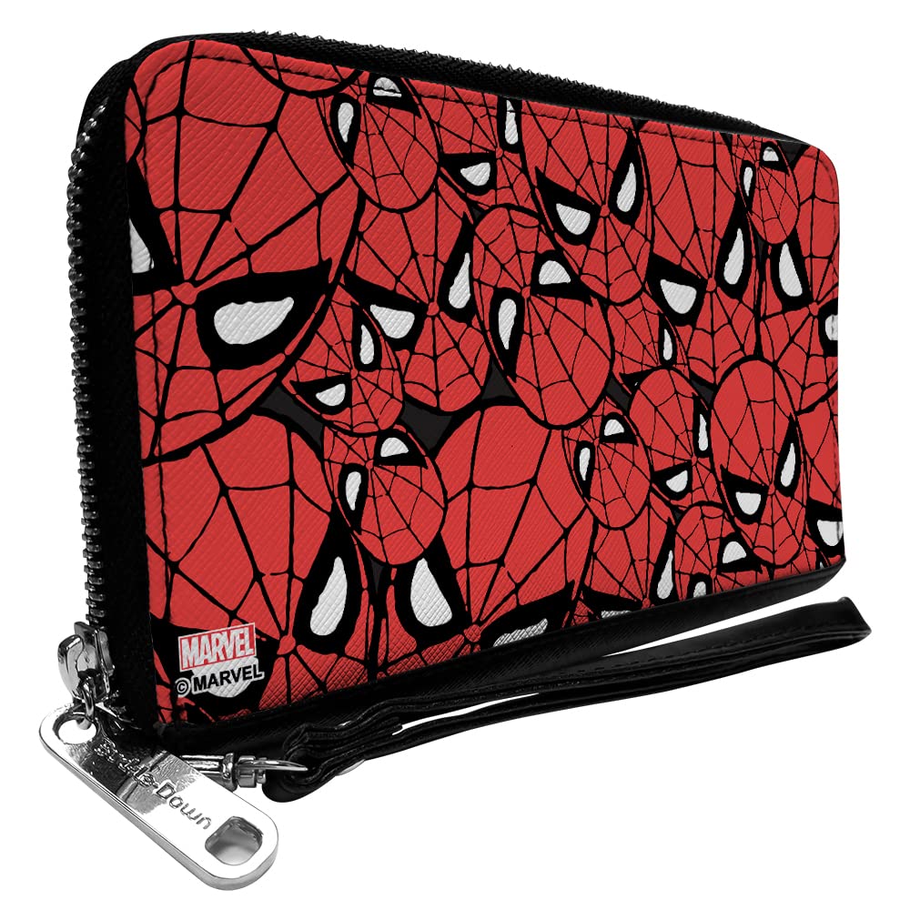 Buckle-DownMarvel Comics Wallet, Zip Around, Spider Man Face Stacked, Vegan Leather, 7.5"x4.5", Casual