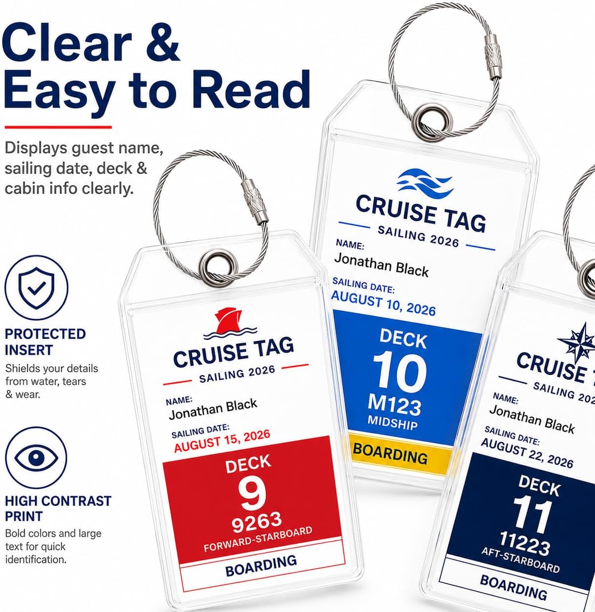 8 Packs Cruise Luggage Tag Holders for Carnival, Princess, MSC & NCL Cruises, Cruise Essentials for Carnival, Princess & NCL Cruises in 2026-2027 image 5