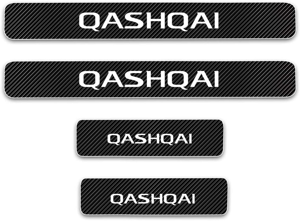for Nissan Qashqai Door Sill Protector Reflective 4D Carbon Fiber Sticker Door Entry Guard Door Sill Scuff Plate Stickers Auto Accessories 4Pcs White