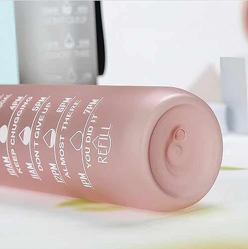 Miniatura 5 de Botella de agua de 33.8 fl oz, a prueba de fugas, libre de BPA y tóxicos, botella deportiva motivacional con tiempos para beber y pajita, fitness