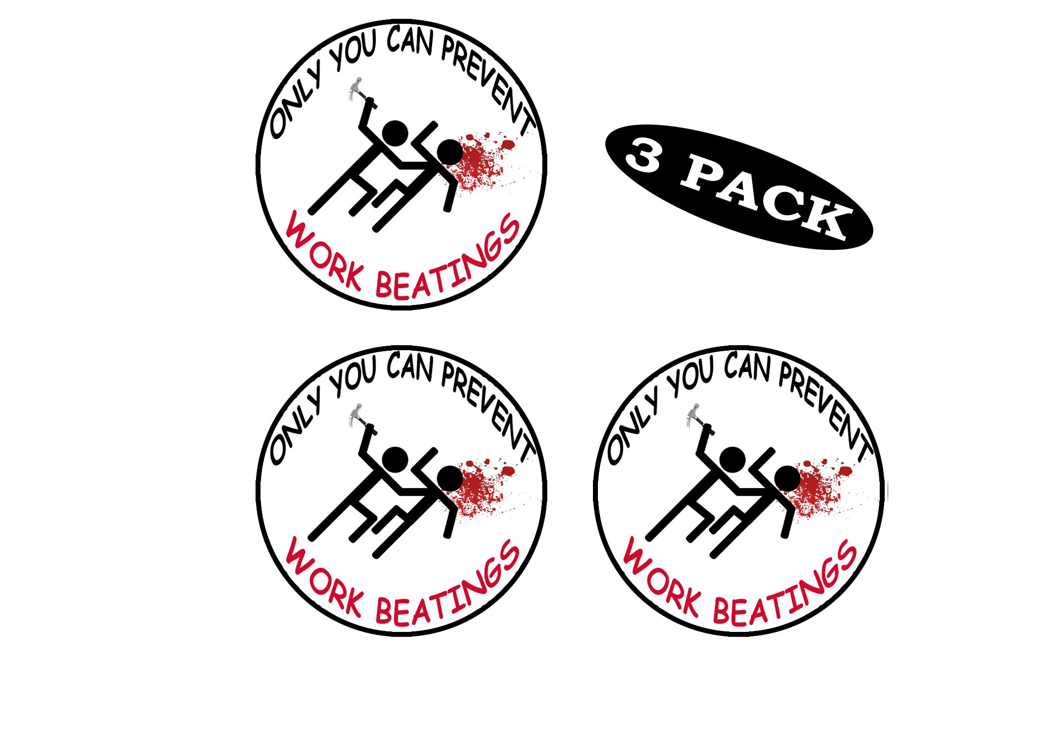 Rogue River TacticalRogue River Tactical 3 Pack Funny Hard Hat Sticker Only You Can Prevent Workplace Beatings Work Biker Helmet Decals Toolbox 2" Round