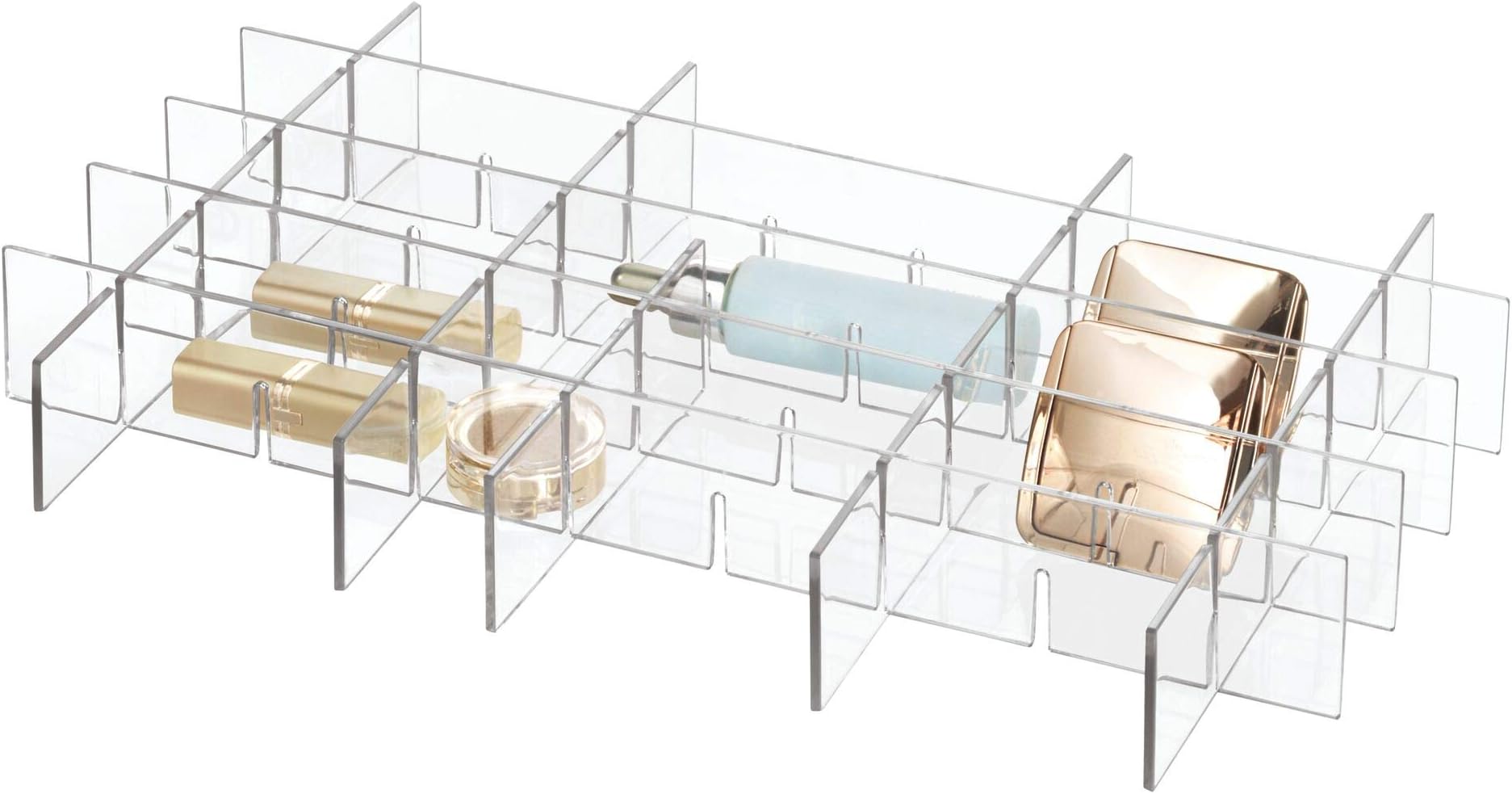 Idesign - 42910 Clarity Bpa-Free Plastic Customizable In-Drawer Storage Organizer Dividers, 16" X 9.2" X 1.99", Adjustable
