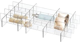 iDesign Clarity BPA-Free Plastic Customizable In-Drawer Storage Organizer Dividers - 16" x 9.2" x 1.99", Clear (Set of 9)