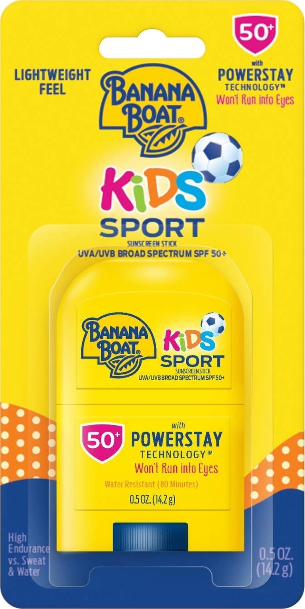 Sport Kids Sunscreen Stick SPF 50, 0.5 oz | Travel size sunscreen for kids, Water and sweat resistant sunblock, Easy stick application, UVA/UVB broad spectrum protection