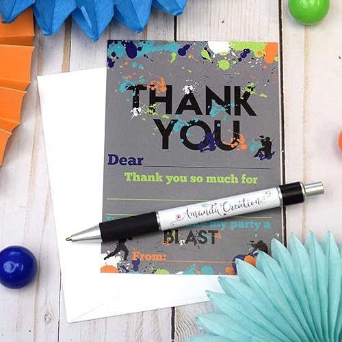 Miniatura 9 de AmandaCreation - Notas de agradecimiento con temática de paintball, diez tarjetas de relleno en blanco de 4 x 5.5 pulgadas con 10 sobres blancos