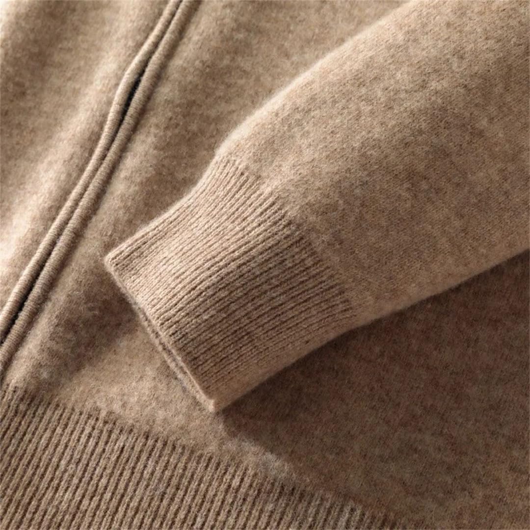 Men's Business Fall Winter Clothing Sweater 100 Percent Merino Wool Cardigan Warm Mock Neck Breathable Double Sided