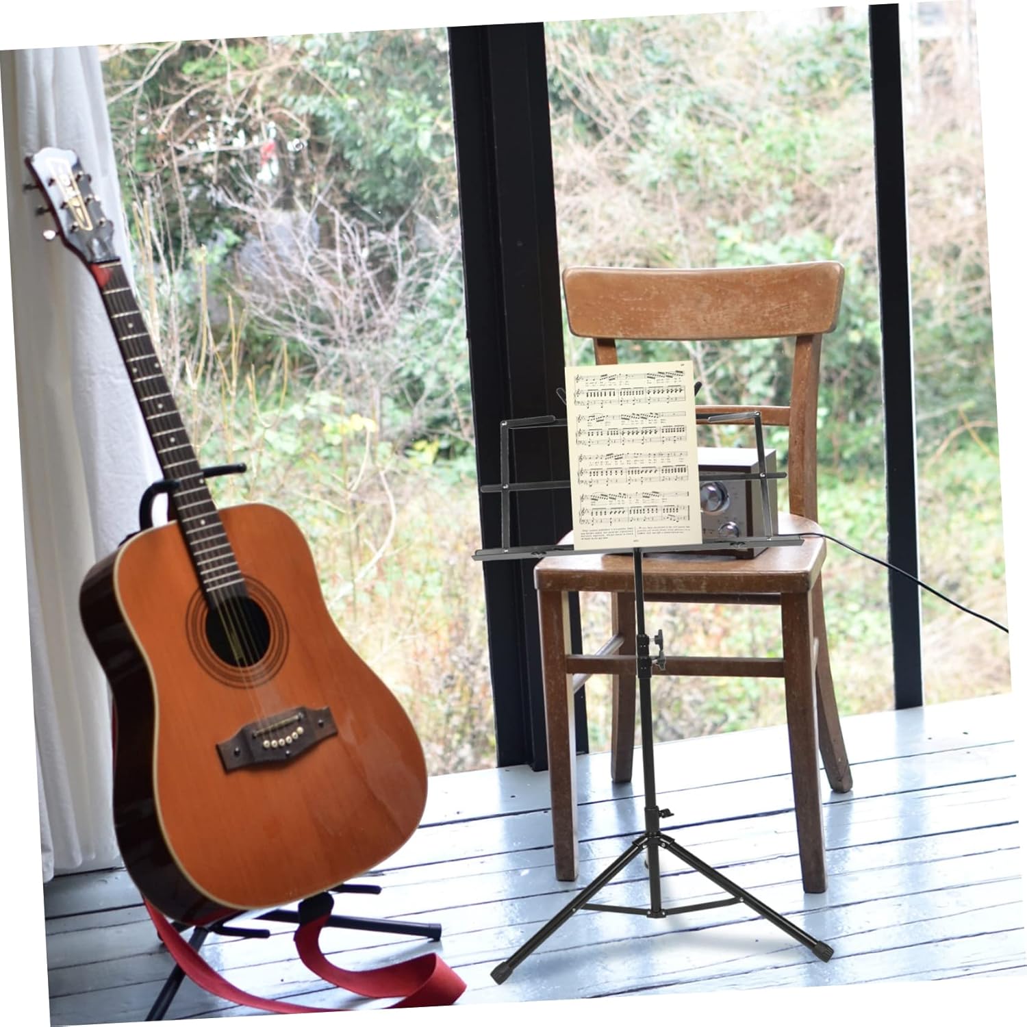 SHOWERORO Height Adjustable Folding Music Stand Durable Music Score Holder for Instruments Portable Tripod Design for Easy Outdoor Use