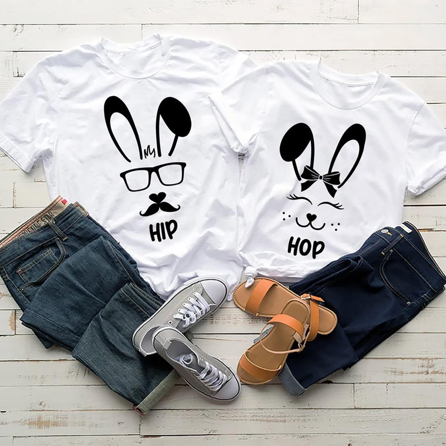 Hip Hop Easter Couple Matching Shirts, Easter Bunny