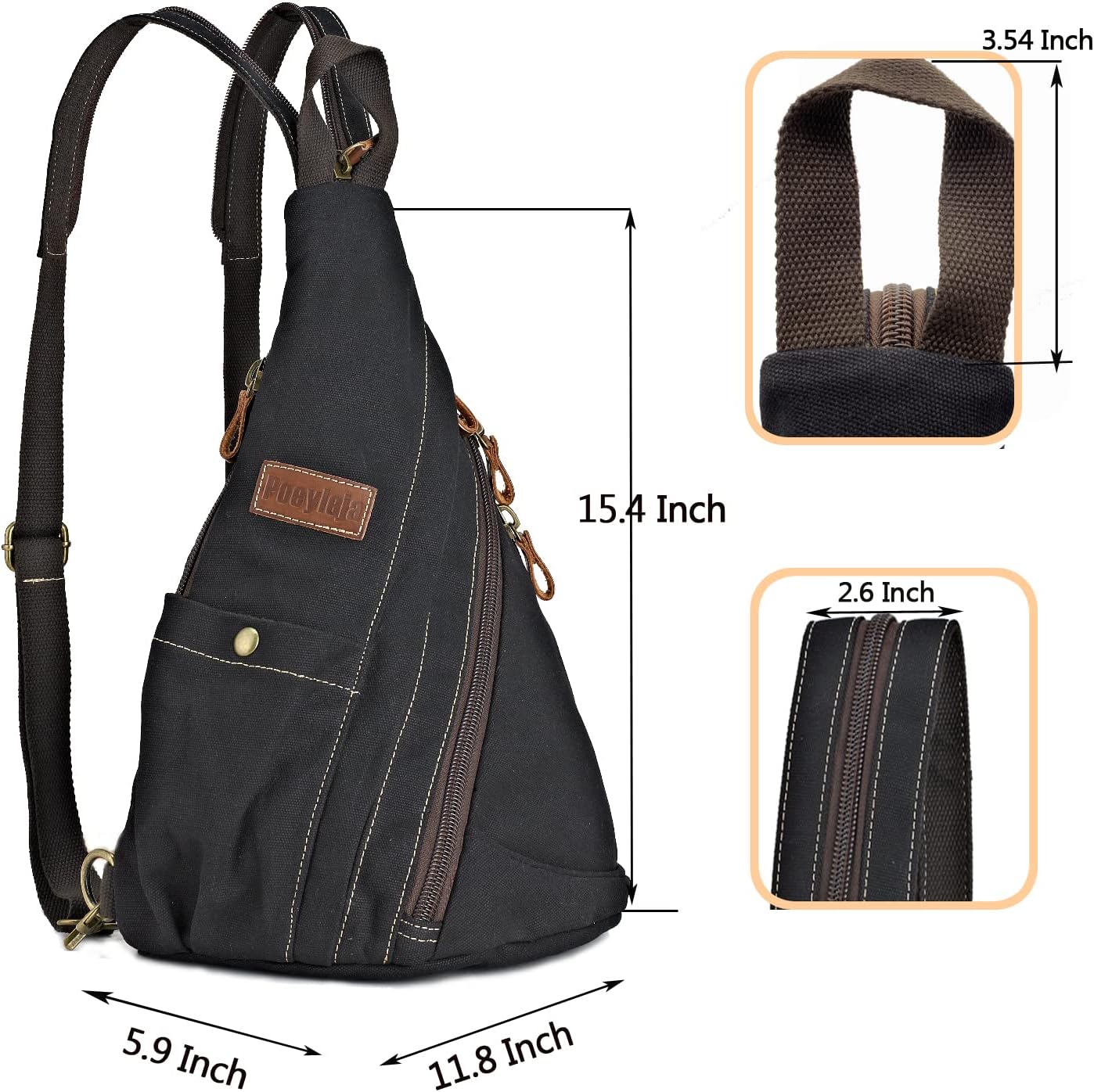 Canvas Sling Bag Convertible Crossbody Chest Bag Shoulder Backpack Daypack for Men Women Outdoor Cycling Travel