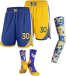 Sawldin Shorts Youth Kids Athletic Shorts Sport Activewear Quick Dry Basketball Socks and Arm Sleeves