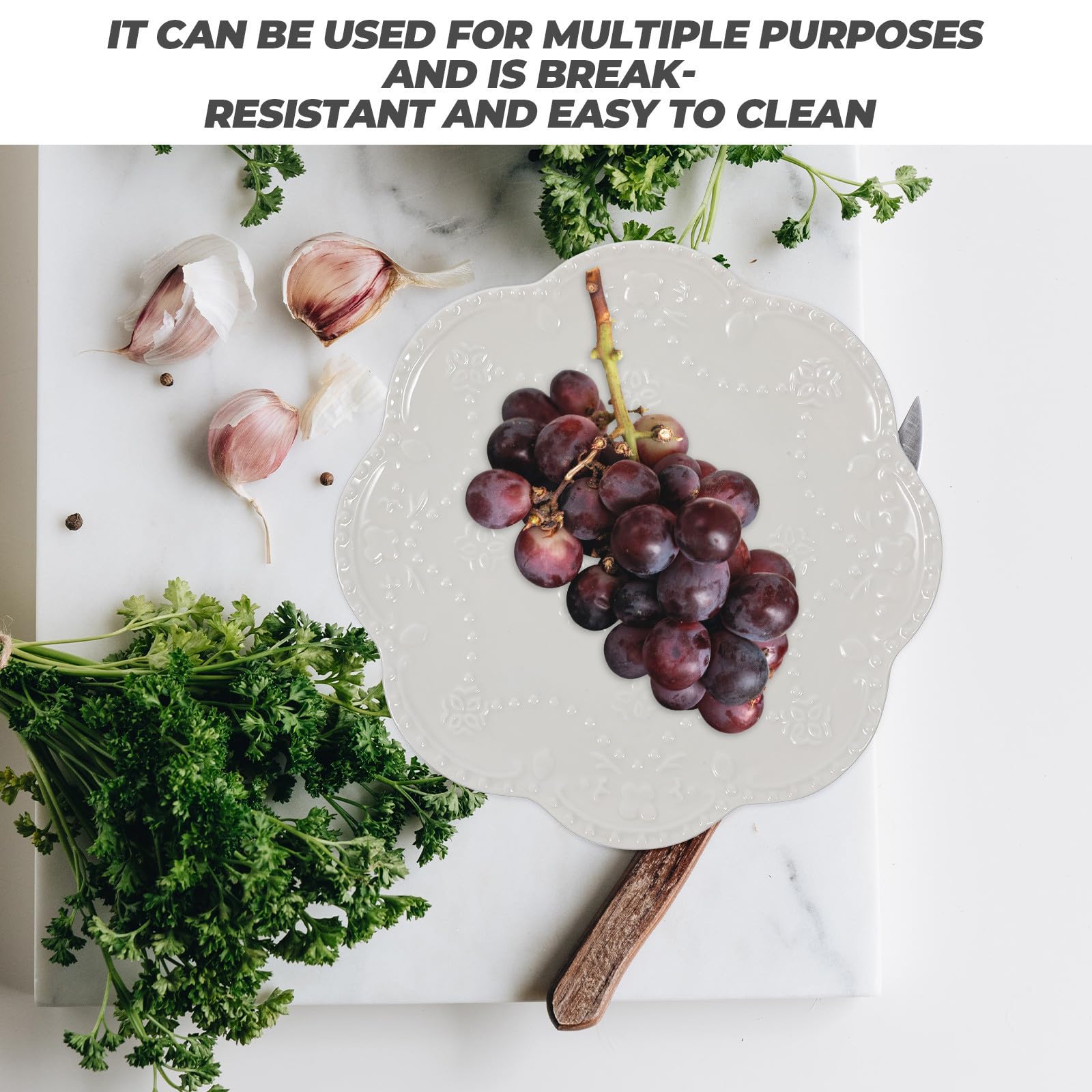SECFOU Platos de Postre de Cerámica Blancos Forma de Flor, 4 Piezas, Superficie Estable y Antigoteo, Ideales para Cocinas Diarias y Fiestas