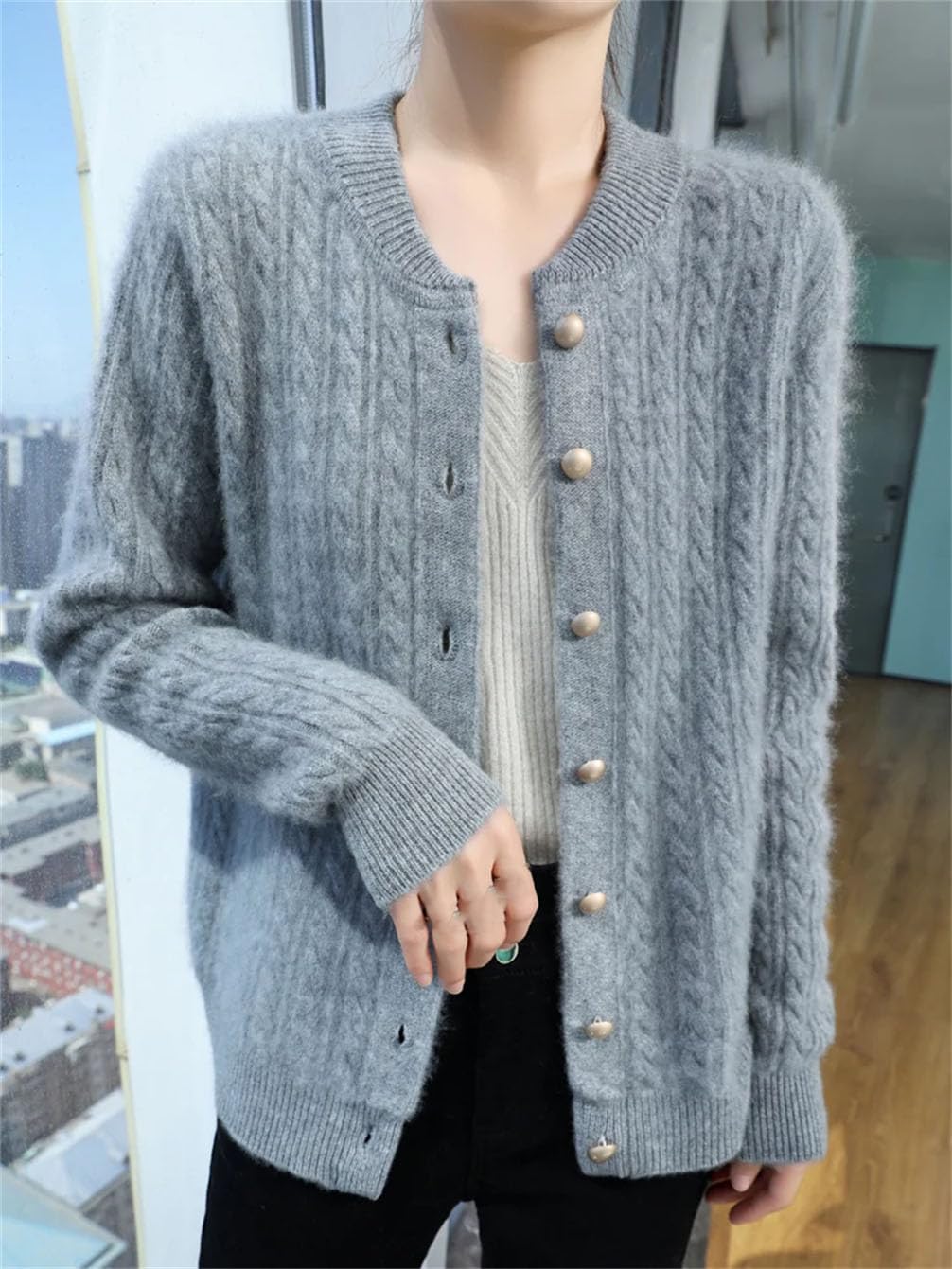 Maglione da donna lavorato a maglia a trecce maglione spesso maglione di lana maglieria maglione