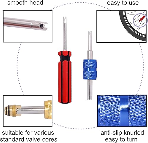 Miniatura 6 de TWTADE Kit de herramientas de extracción de vástago de válvula de neumático, herramienta de extracción de núcleo de válvula de aire acondicionado