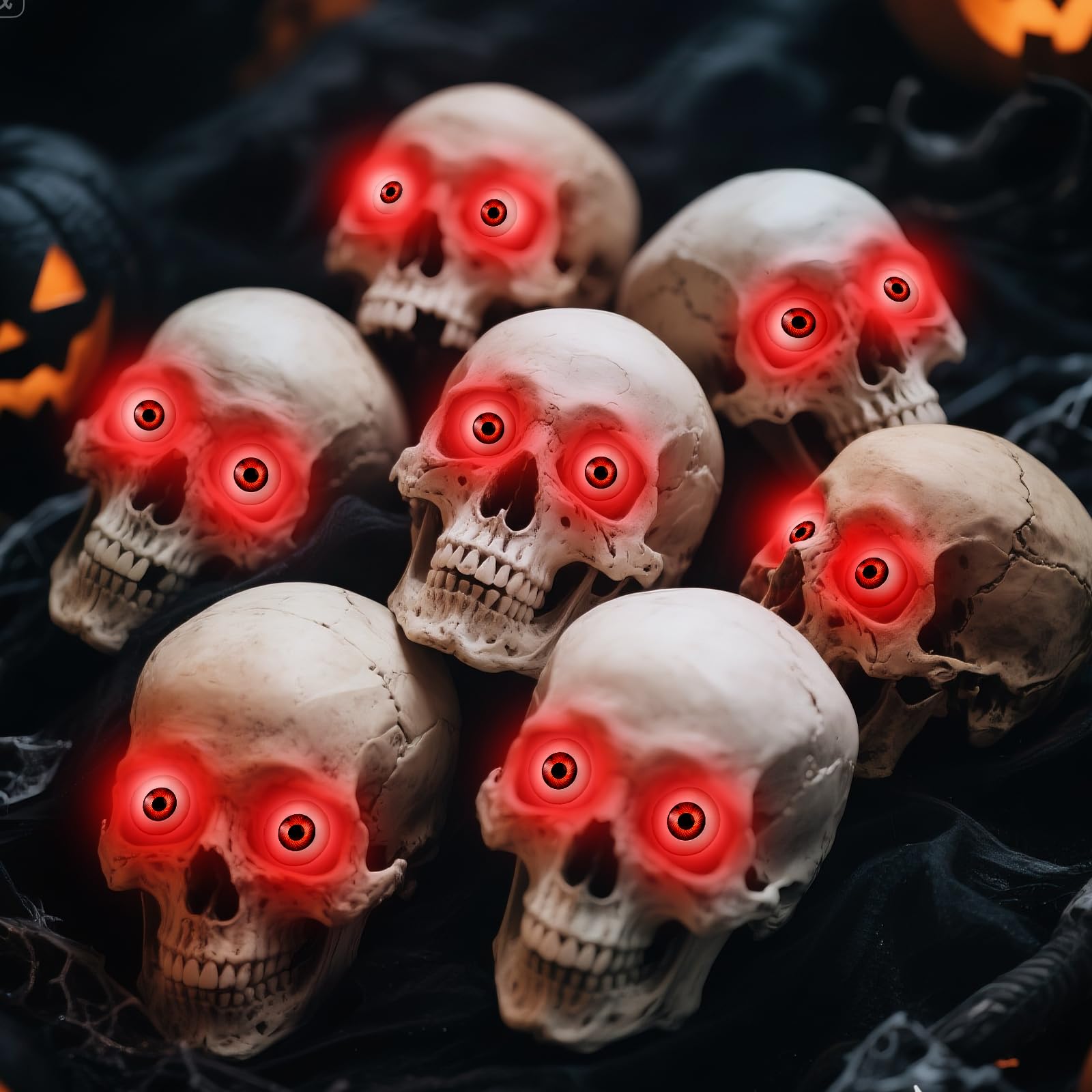 Świecące oczy LED na Halloween, dekoracje kostiumowe, maski Cosplay i czaszki (czerwone 2)
