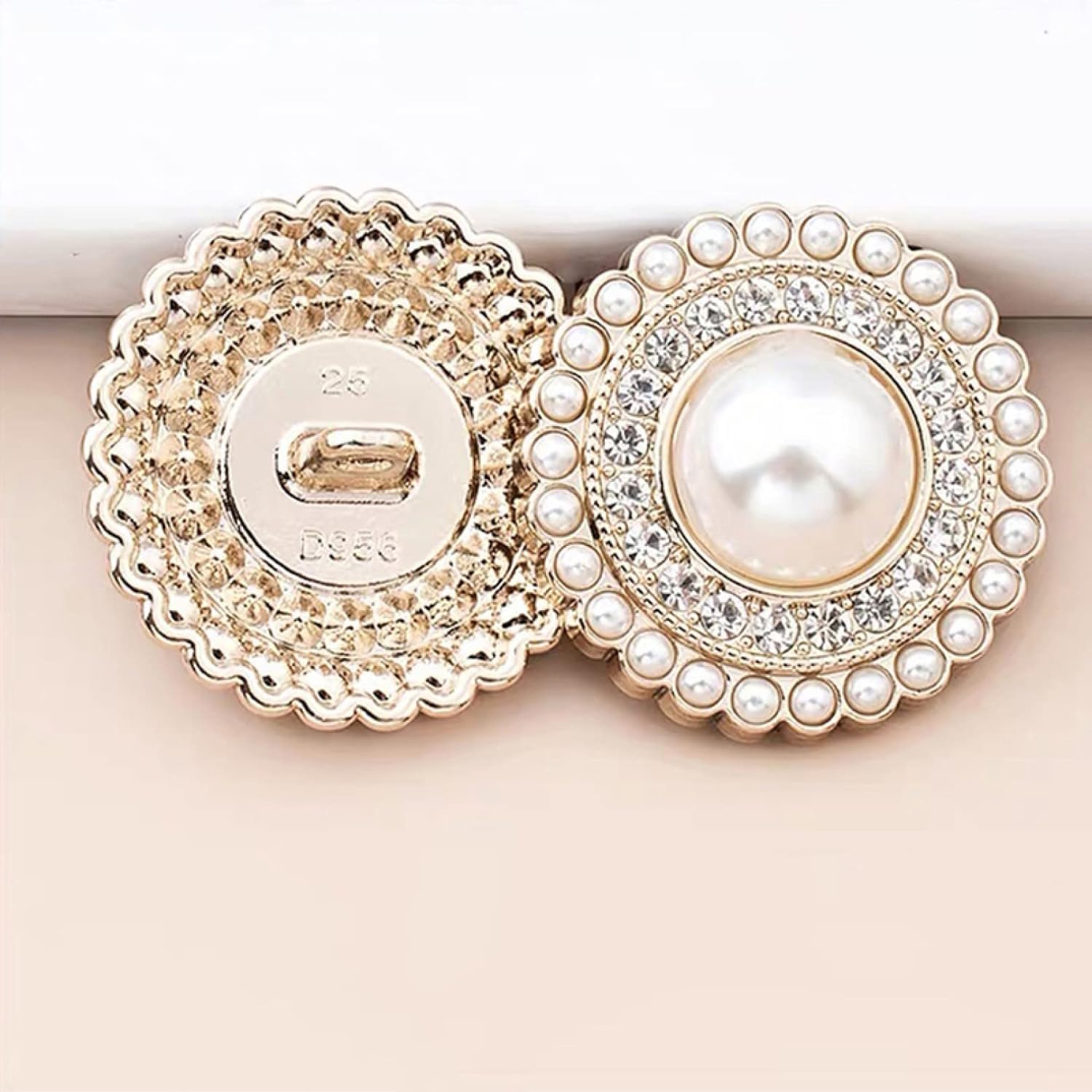 Przyciski do szycia， Guziki, guziki, ręcznie robione 5 sztuk do szycia perłowych guzików do odzieży DIY akcesoria ręczne Rhinestone(Silver,0.79in)