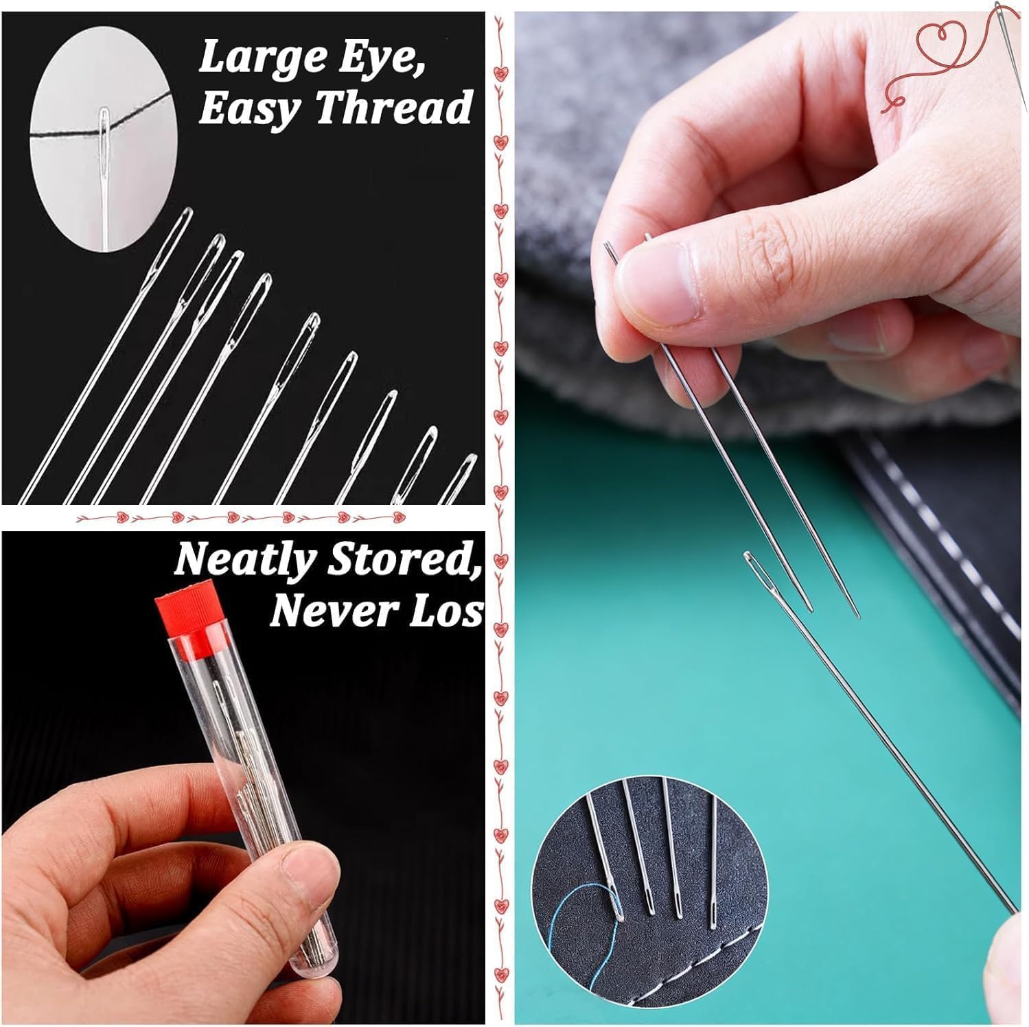 34pcs-Big Eye Sewing Needle Set,Steel Needles for Hand Sewing,Portable DIY Crafting kit with Storage Box,Suitable Sewing Supplies for Various Stages - Image 7