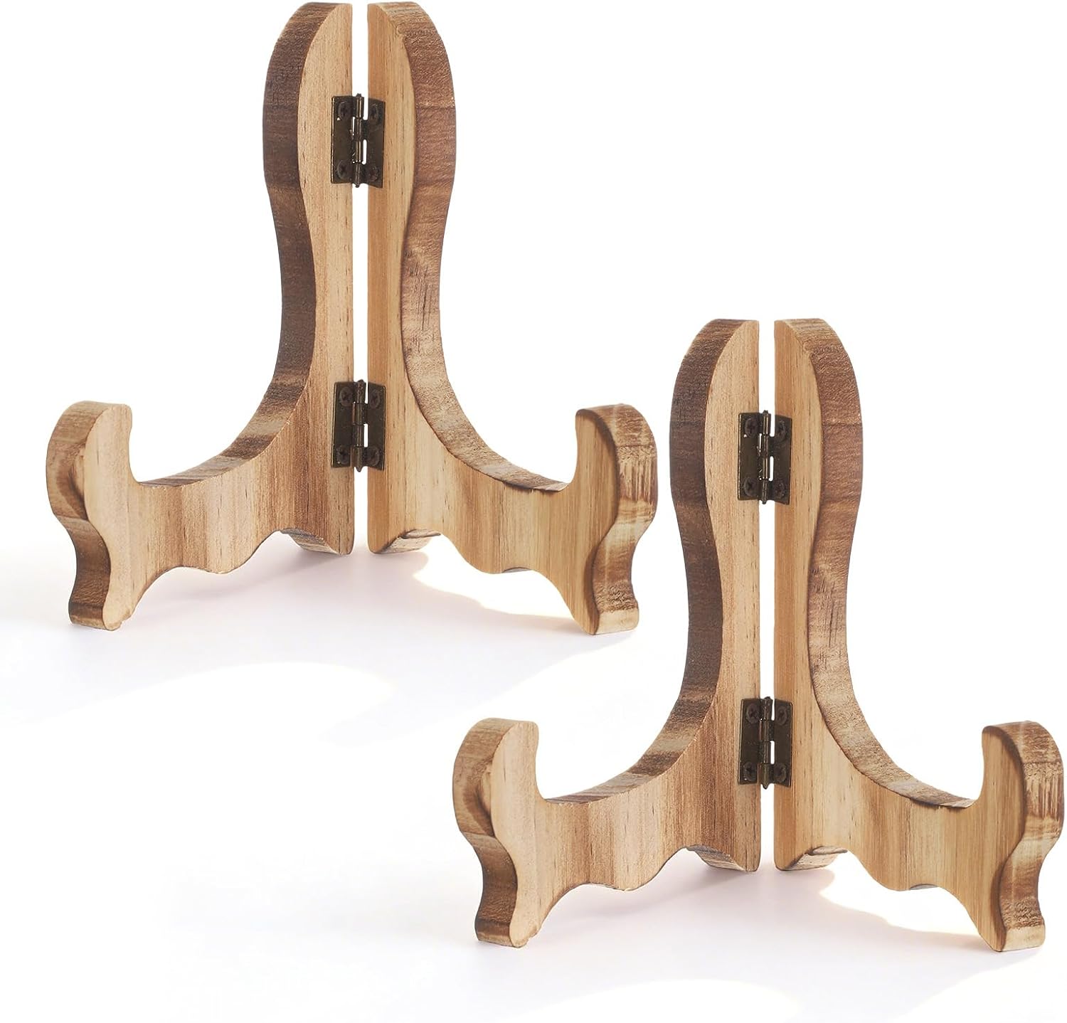 Wooden Display Stand 2 Pcs Easel Plate Holder Foldable Picture Stand for Artwork, Picture Frames, Books, Tableware (5" x 4")