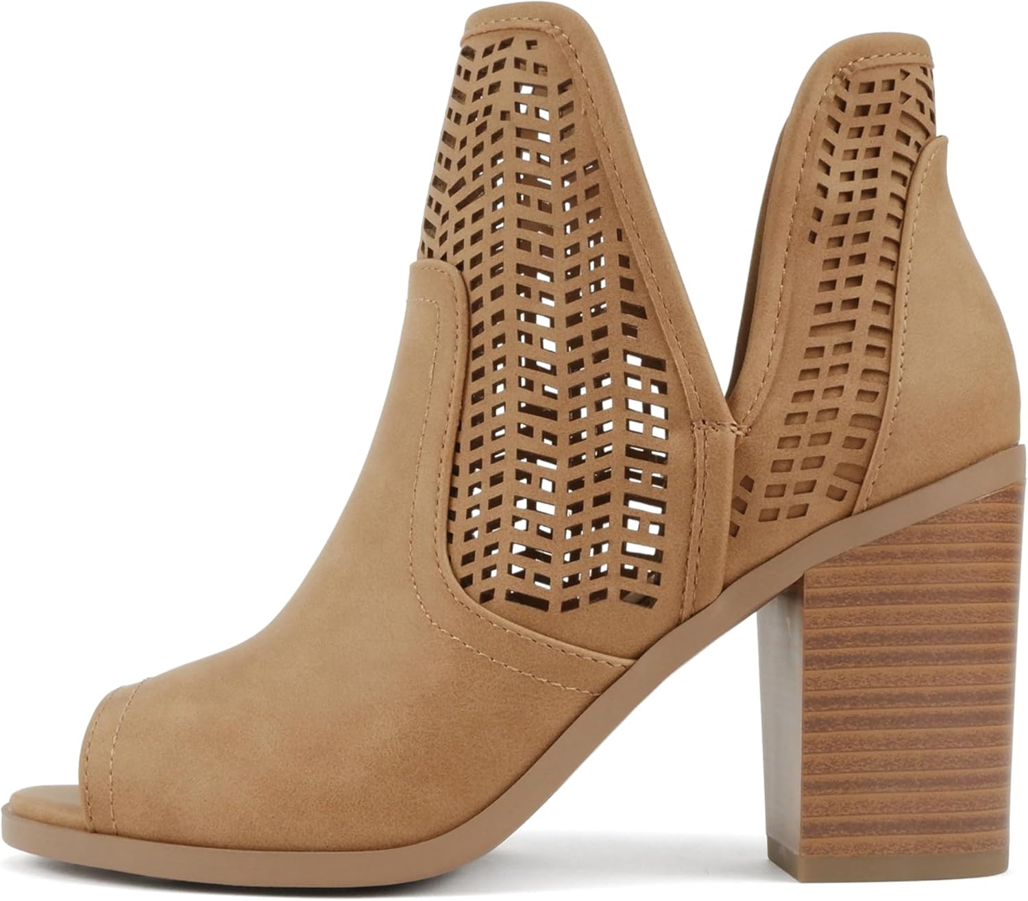 Soda Women Peep Toe High Heel - Geometric Cut Design