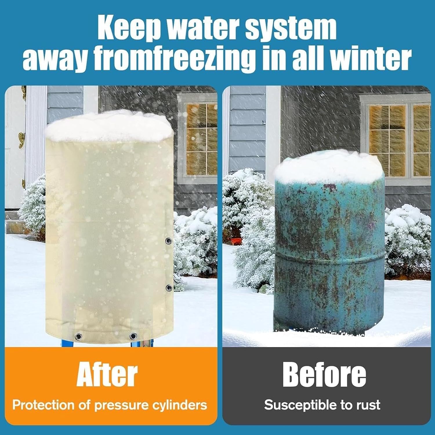 Round Well Pressure Tank Cover, Weatherproof Outdoor Water Pump Tank Cover, Insulated Freeze Proof Well Pressure Tanks Covers, Winter Freeze Protection(20*34 inches)